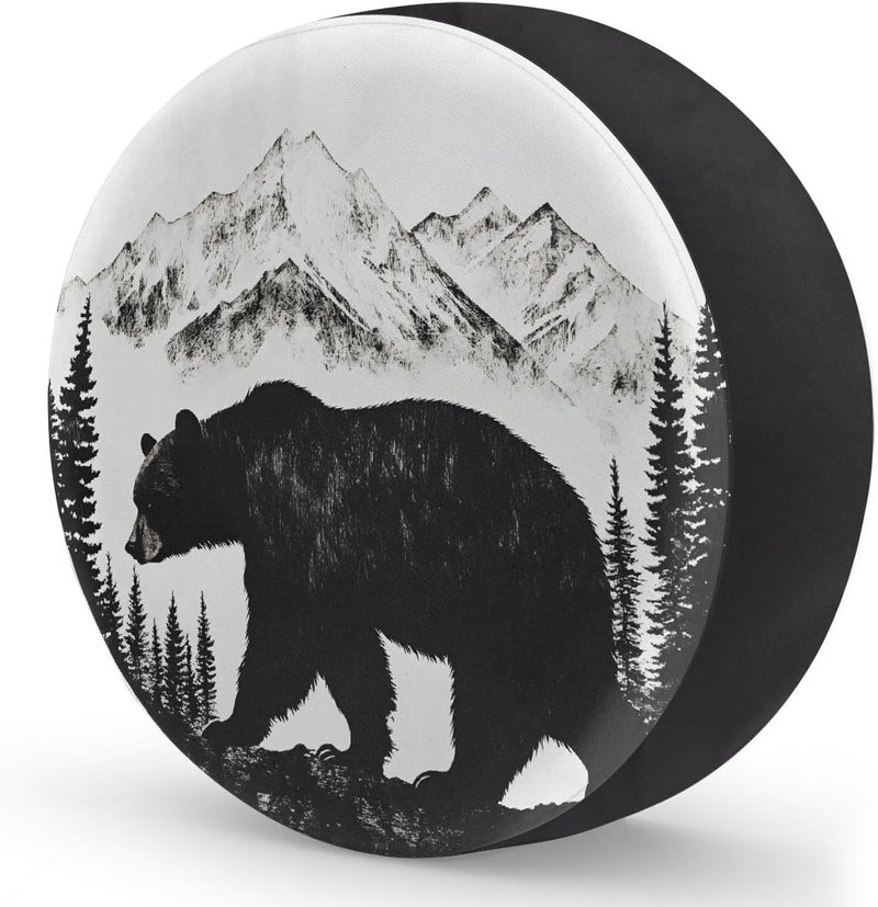 cfpolar Spare Tire Cover for RV Trailer,Animal Bear Mountain Waterproof Sun Leather Wheel Cover,Camper Spare Tire Covers Fit for Jeep Travel Trailer SUV Truck Accessories (16 in for Diameter 29” - 31”),F-3 - Image 2