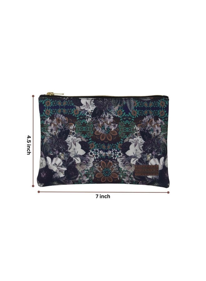 Fatfatiya Abstract Flower Handmade Multipurpose Utility Pouch with Zip Clouser for Women & Girls, Ideal for Daily Use & Travel, Easy to Storing Keys, Wallet, Makeup and Accessories (18x12x1 CM) - Image 3