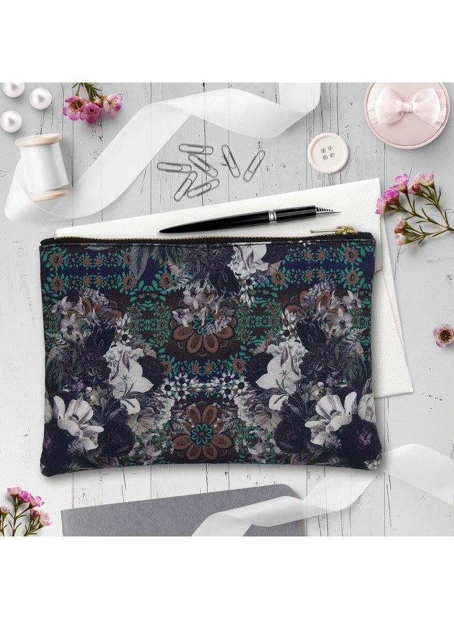 Fatfatiya Abstract Flower Handmade Multipurpose Utility Pouch with Zip Clouser for Women & Girls, Ideal for Daily Use & Travel, Easy to Storing Keys, Wallet, Makeup and Accessories (18x12x1 CM) - Image 2