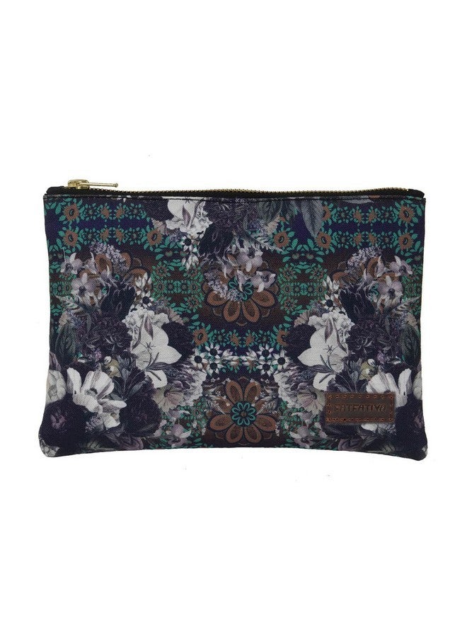 Fatfatiya Abstract Flower Handmade Multipurpose Utility Pouch with Zip Clouser for Women & Girls, Ideal for Daily Use & Travel, Easy to Storing Keys, Wallet, Makeup and Accessories (18x12x1 CM) - Image 1