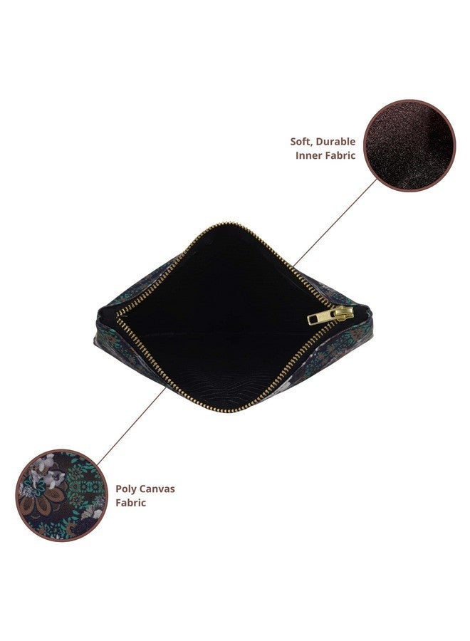 Fatfatiya Abstract Flower Handmade Multipurpose Utility Pouch with Zip Clouser for Women & Girls, Ideal for Daily Use & Travel, Easy to Storing Keys, Wallet, Makeup and Accessories (18x12x1 CM) - Image 5