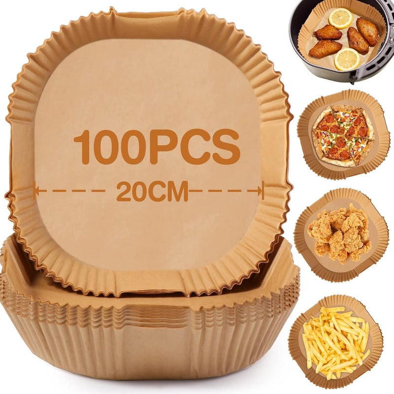 Air Fryer Disposable Paper Liners - 100 Pcs (20cm x 4.5cm) - Oil-proof, Water-proof, Non-Slip, High Temperature Resistant - Image 1