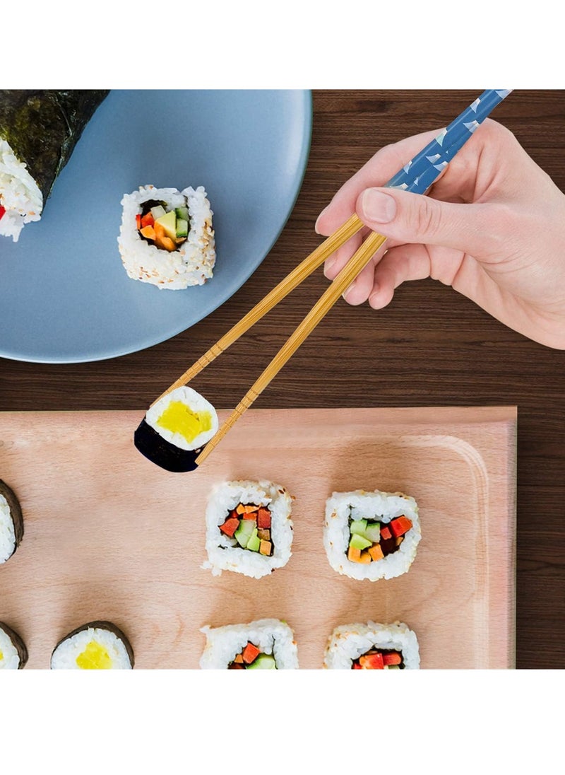 SYOSI Natural Bamboo Chopsticks 5 Pairs Reusable Chopstick with Unique Print for Sushi Rice Noodles Chinese Tableware Washable for Dishwasher 8.85 Inches Length  - Image 5