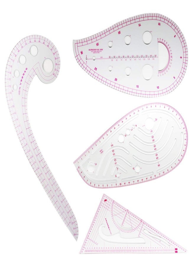 Sunenlyst Pattern Sewing Rulers Set, 4 Styles Plastic Sew French Curve Ruler, Metric Curve Shaped Rulers for Designers and Tailors, Perfect for Drawing, Craft, Sewing Project and DIY by Sunenlyst (style A-4PCS) - Image 1