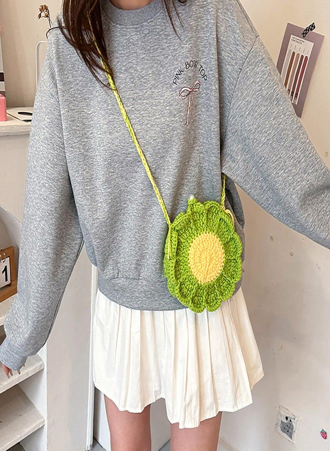 Minache Women Mini Flower Cotton Crochet Crossbody Shoulder Bag Handbag Coin Purse - Image 2