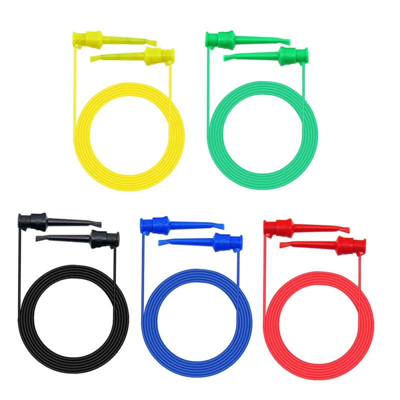 1 مجموعة 5 قطع خطاف كهربائي سيليكون كابل مسبار متعدد القياسات ثنائي الرصاص لرقائق SMD - Image 2