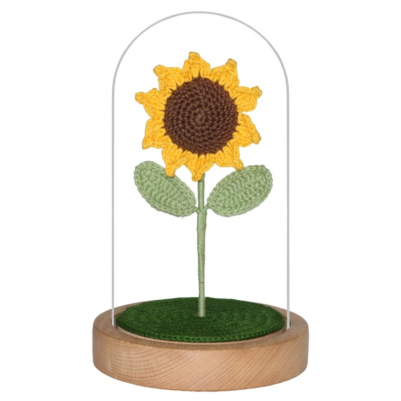 SYCAMORE EAST Sunflower Gifts for Women Birthday Crochet Sunflower in Dome for Her Sunflower Gifts for Wife Girlfriend Mom on Birthday Mothers Day 1 PC