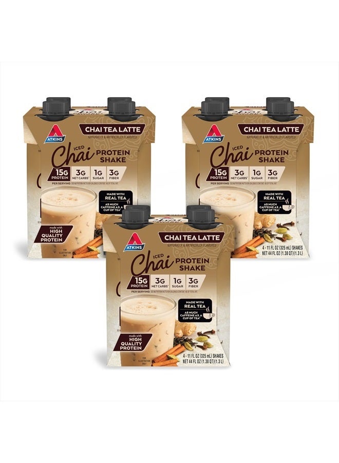 Atkins Chai Tea Latte Protein Shake, 15g Protein, Low Glycemic, 3g Net Carb, 1g Sugar, Keto Friendly - Image 1