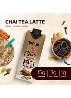 Atkins Chai Tea Latte Protein Shake, 15g Protein, Low Glycemic, 3g Net Carb, 1g Sugar, Keto Friendly  - Image 2