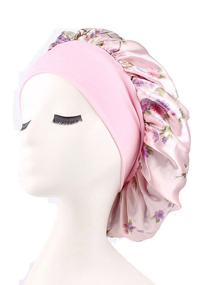قبعة ساتان عريضة من الساتان بغطاء رأس من الساتان مرن للنوم بقبعة نوم ناعمة ناعمة للنساء - Image 1