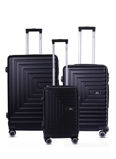MNUK Pilgrimage Set of 3 Traveling Luggage | Hardside Soft Handle Trolley Bag with TSA Lock |Double 360° 4 Wheeler| Cabin-20 Inch, Medium- 24 Inch, Large-28 Inch| Black