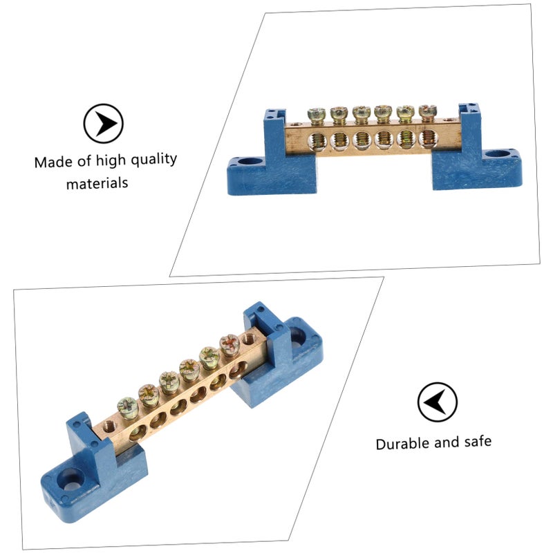 6 Position Brass Terminal Block Bus Bar 5pcs Grounding Wire Connector Screw Terminal - Image 3