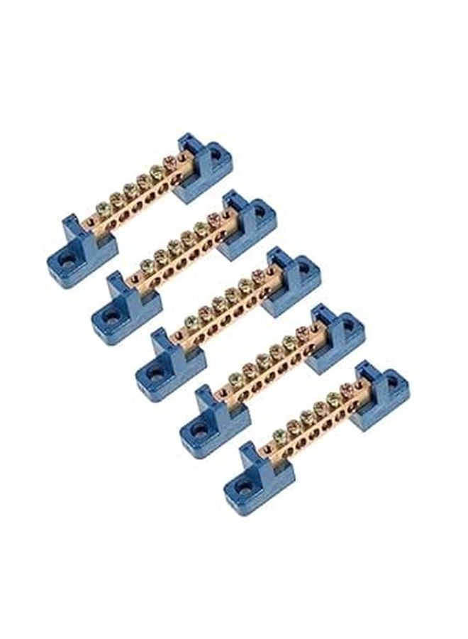 6 Position Brass Terminal Block Bus Bar 5pcs Grounding Wire Connector Screw Terminal - Image 1