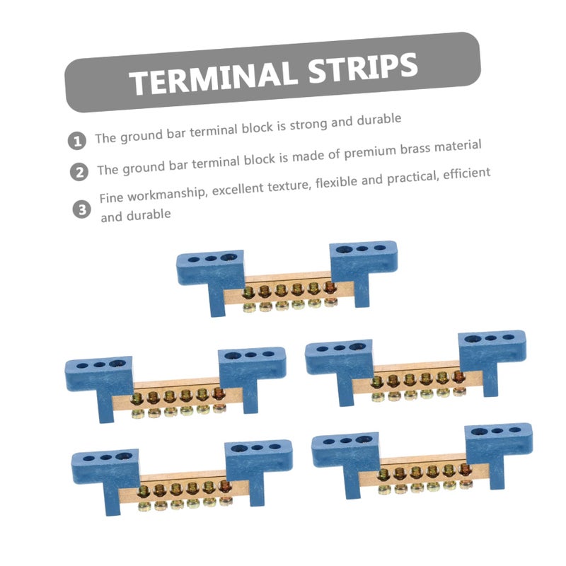6 Position Brass Terminal Block Bus Bar 5pcs Grounding Wire Connector Screw Terminal - Image 5