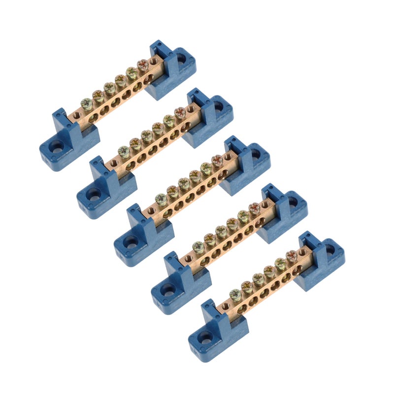 6 Position Brass Terminal Block Bus Bar 5pcs Grounding Wire Connector Screw Terminal - Image 2
