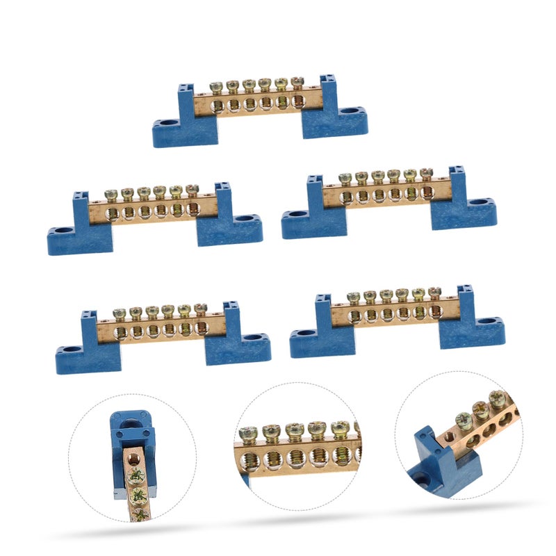 6 Position Brass Terminal Block Bus Bar 5pcs Grounding Wire Connector Screw Terminal - Image 4