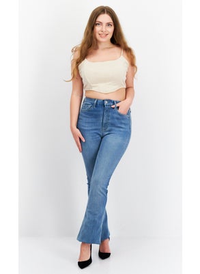 7 FOR ALL MANKIND Women Slim Fit Washed Skinny Jeans, Light Blue  - Image 3