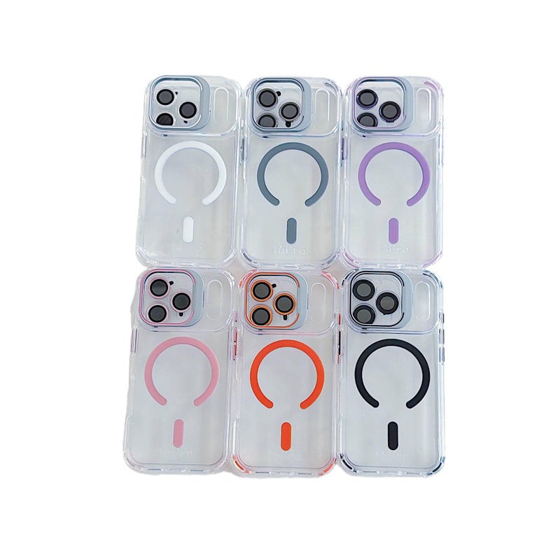 غطاء MagSafe بAcrylic لـ iPhone 12 Pro Max باللون بنفسجي مغناطيسي بظهر شفاف من الأكريليك مع شفاف ومغناطيس قوي مع مقاوم للصدمات مع رفيع جدًا مع حماية من السقوط للاستخدام الخارجي - Image 3