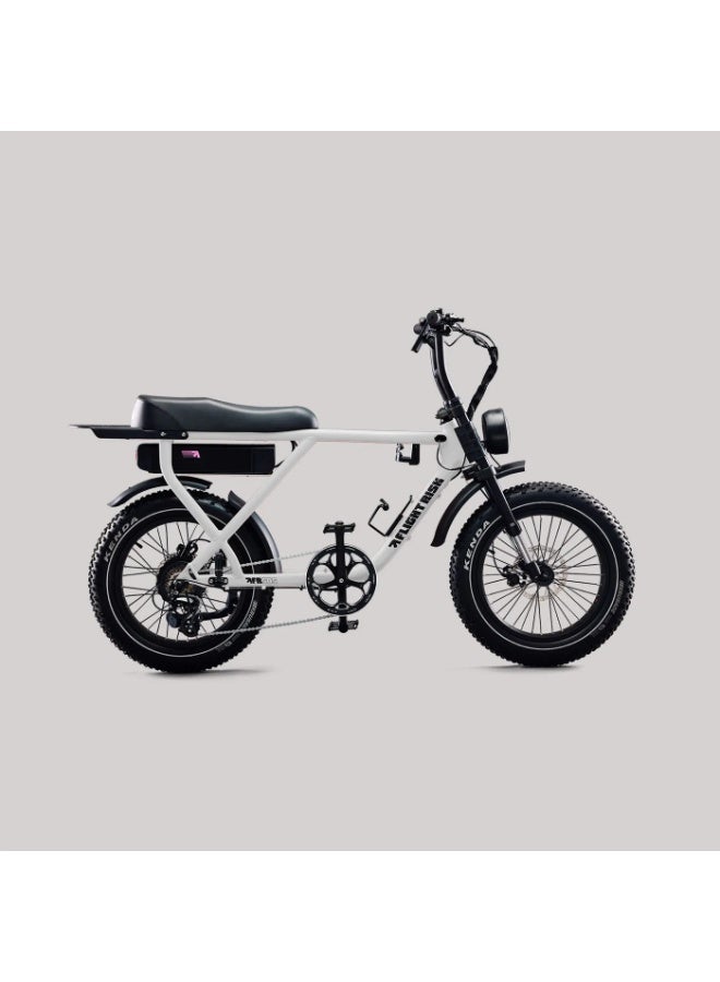 Flight Risk FR505 Electric Bike in White with 500W Max Power Output, Front Suspension, 2-Piston Tektro Hydraulic Disc Brakes, GPS Tracking, Geofencing & Blinkers - Image 1