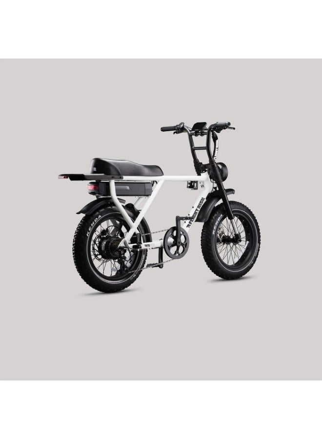 Flight Risk FR505 Electric Bike in White with 500W Max Power Output, Front Suspension, 2-Piston Tektro Hydraulic Disc Brakes, GPS Tracking, Geofencing & Blinkers - Image 4
