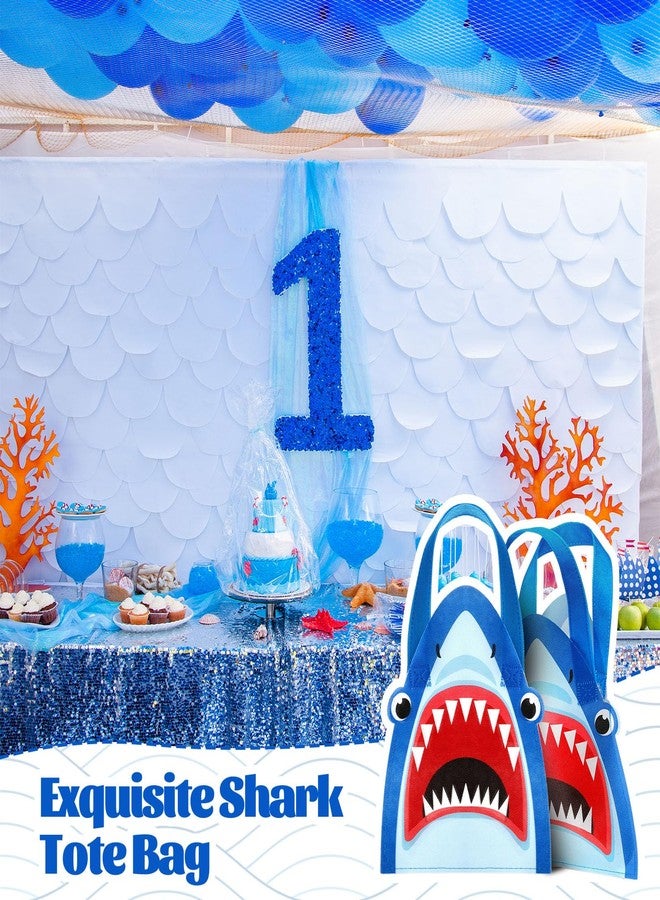 SilTriangle 24 Pcs Shark Non-woven Bag Gift Shark Shaped Party Favors with Handles Tote Treat Goodie Candy Bags for Sea Theme Party Reusable Supplies - Image 3
