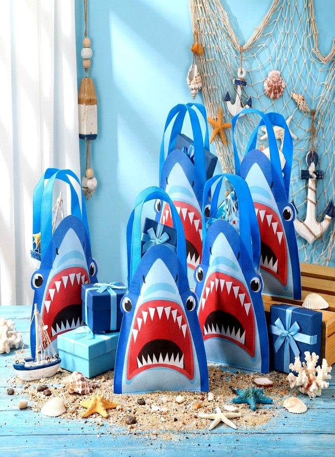 SilTriangle 24 Pcs Shark Non-woven Bag Gift Shark Shaped Party Favors with Handles Tote Treat Goodie Candy Bags for Sea Theme Party Reusable Supplies - Image 4