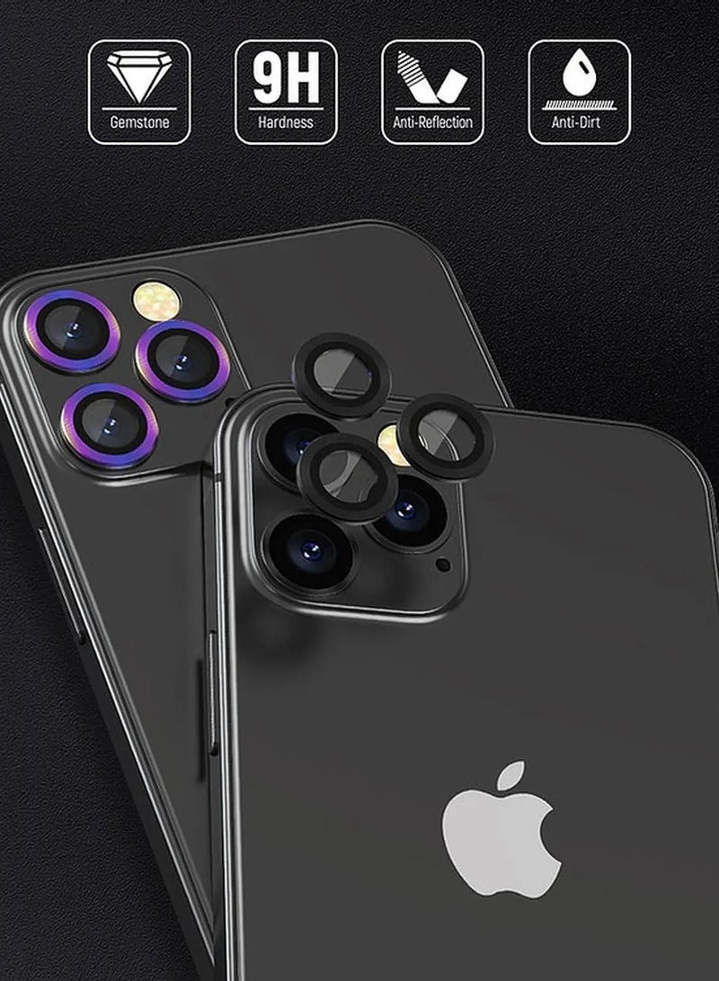 devia Gemstone Lens Protector ( 3pcs ) Compatible for iPhone 12 Pro (6.1") Aluminum Alloy + Tempered Glass Camera Lens Protector, Explosion-proof & Scratch-proof - Silver - Image 1