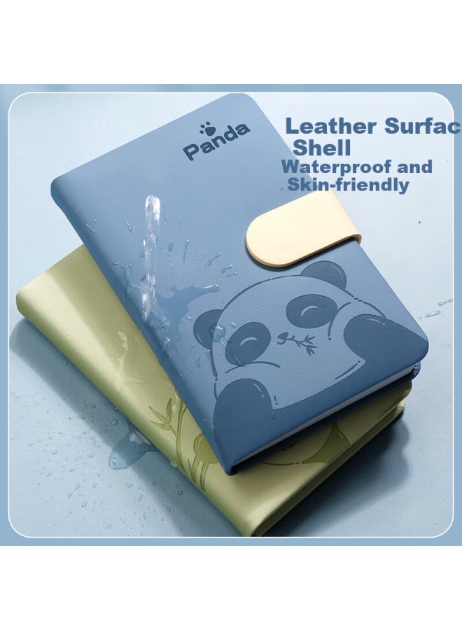 Ujia Panda Mini Notebook A6, Portable Diary, Creative Thickened Cute Cartoon Stationery, Pocket Notebook, Customizable For Businesses, Grid Light Green - Image 2