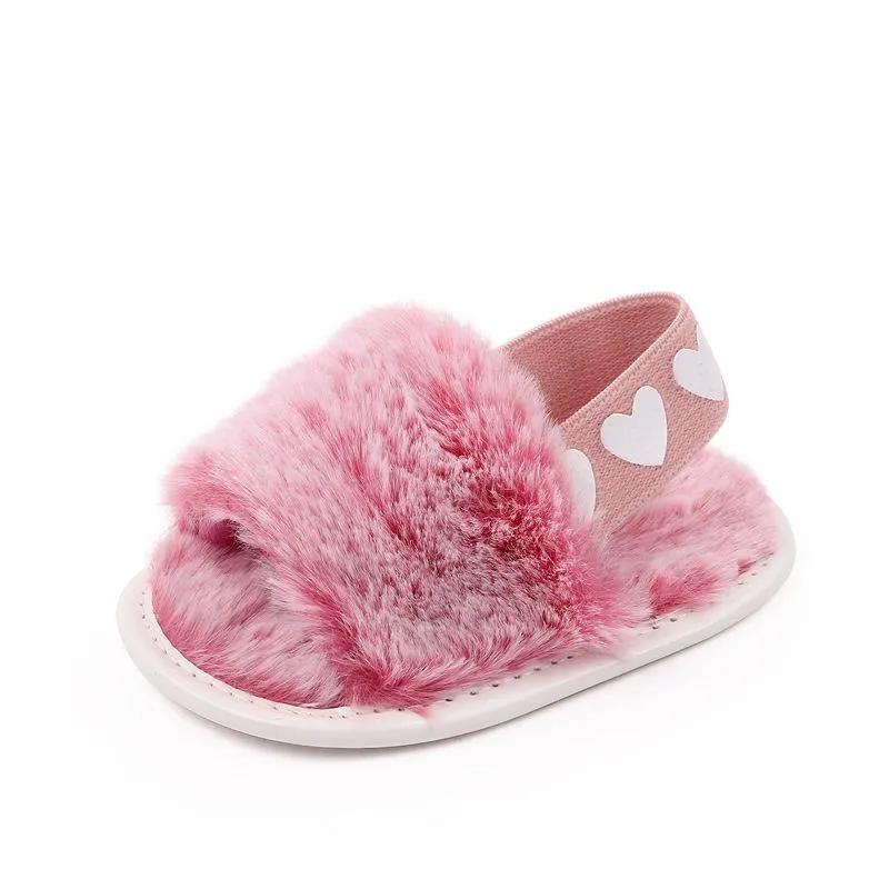 Baby shoes fashion comfortable soft plush slippers pink - Image 4