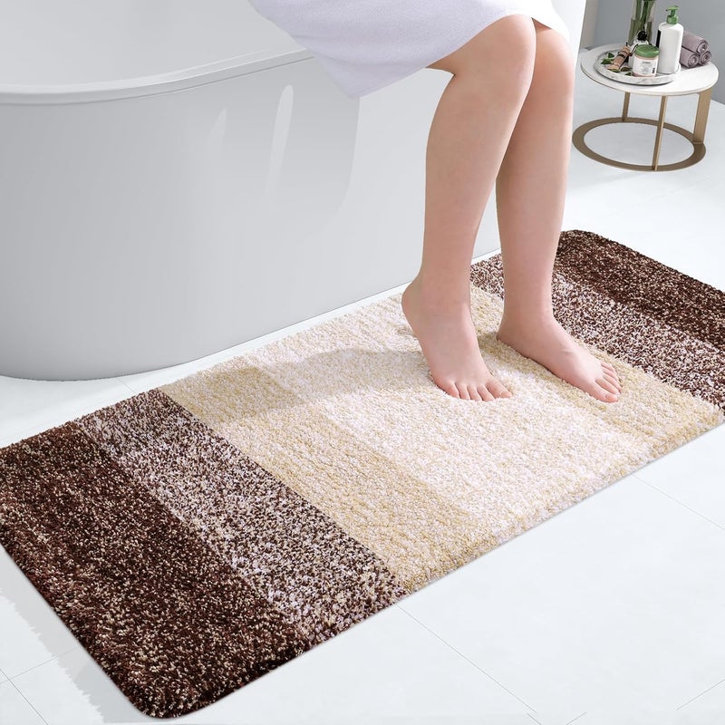 OLANLY Bathroom Runner Rugs 47x20, Extra Soft Absorbent Microfiber Bath Rugs, Rubber Backing, Quick Dry, Machine Washable Bath Mats for Bathroom Floor, Tub and Shower, Home Decor Accessories, Brown - Image 1