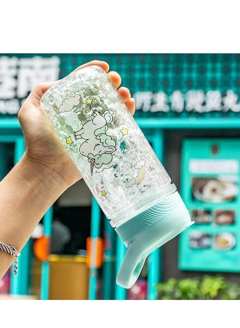 SYOSI Water Bottles for Unicorn Bottle with Straw and Safety lock 400ML/13.5oz School Kids Green - Image 3