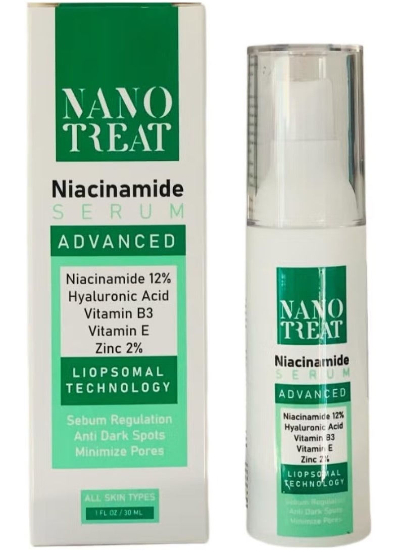 Nano Treat Niacinamide 12% & Zinc Serum - With Hyaluronic Acid & Vitamin E 30ml 