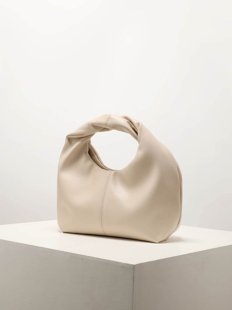 Verdusa Verdusa Women's Ruched Hobo Mini Handbag Clutch Purse Dumpling Pouch Bag Apricot one-size  - Image 3
