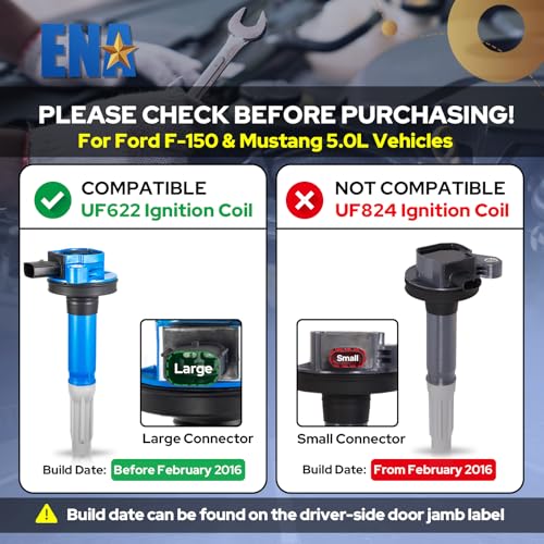 ENA Set of 8 Blue Ignition Coil Pack 2011 2012 2013 2014 2015 2016 Compatible with Ford F150 Mustang Lobo F150 V8 50L Coils 50 Replacement for C1802 UF622 DG542 BR3Z12029A 5C1859 - Image 3