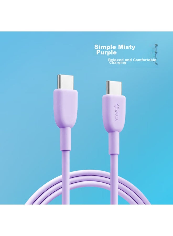 bull Ctoc/male To Male Fast Charging Data Cable, C-c 3a/60w Max/1m/compatible With Iphone 15/huawei/xiaomi/tablets/laptops, Misty Purple - Image 2