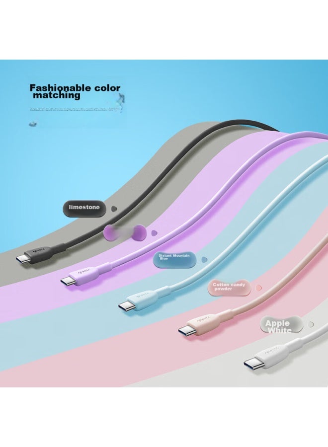 bull Ctoc/male To Male Fast Charging Data Cable, C-c 3a/60w Max/1m/compatible With Iphone 15/huawei/xiaomi/tablets/laptops, Misty Purple - Image 4