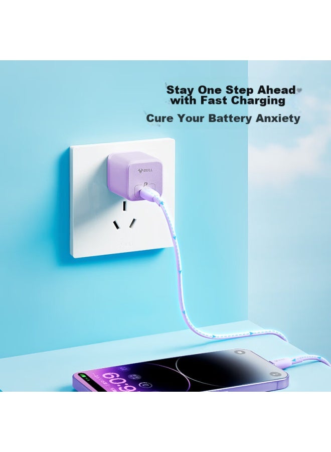 bull Ctoc/male To Male Fast Charging Data Cable, C-c 3a/60w Max/1m/compatible With Iphone 15/huawei/xiaomi/tablets/laptops, Misty Purple - Image 5