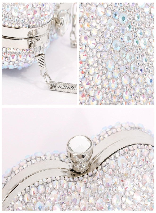 Naimo Womens Heart Bag Rhinestone Evening Bag Handbag Purse for Wedding Cocktail Party - Image 5