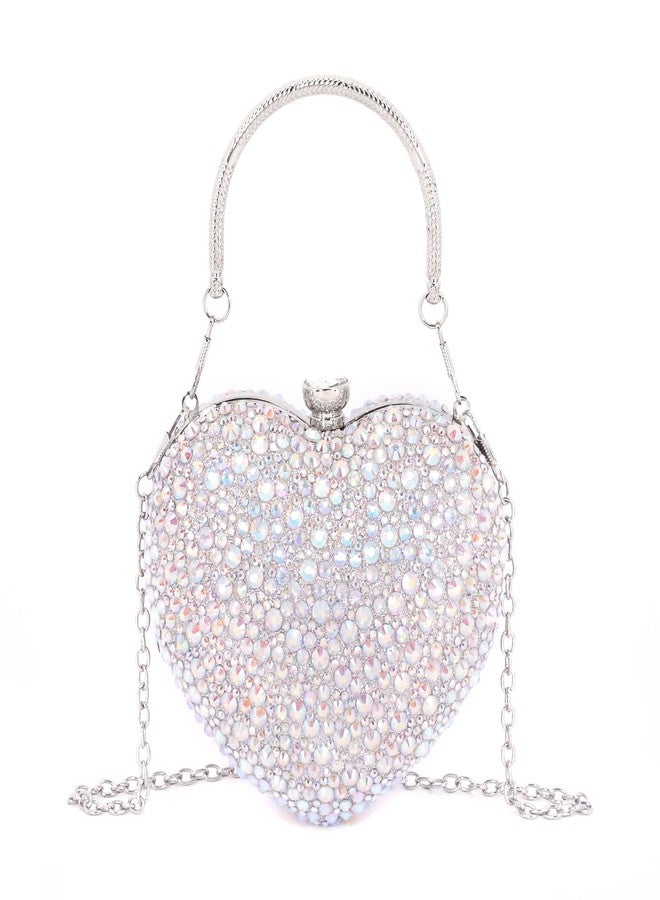 Naimo Womens Heart Bag Rhinestone Evening Bag Handbag Purse for Wedding Cocktail Party - Image 1