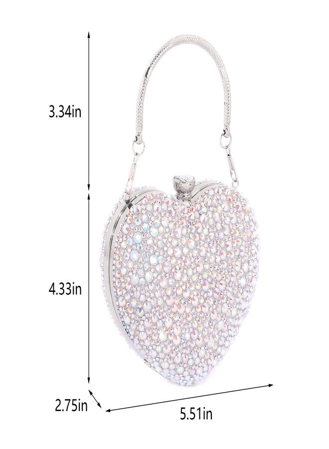 Naimo Womens Heart Bag Rhinestone Evening Bag Handbag Purse for Wedding Cocktail Party - Image 4