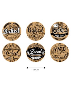Cualfec 600 Baked With Love Stickers 1.5" Round Natural Kraft 6 Unique Design Perfect For Baked Goods Packing And Wrapping, Add Unique Touch To Your Business And Homemade Cookies  - Image 3
