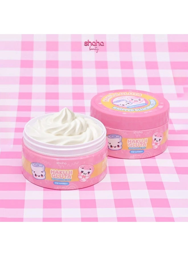 SHAHA Hakuj Gluta Whipped Bleaching Cream – Marshmallow Glow for Soft, Smooth, Radiant-Looking Skin A sweet marshmallow-inspired whipped cream formula designed for a gentle-looking glow, smooth appearance, and beautifully soft skin, presented in adorable pink packaging perfect for your beauty collection. - Image 4