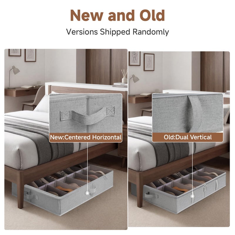 StorageWorks Shoe Organizer for Closet, Fits up to 24 Pairs, 2-Pack Ultra-thick Fabric Under Bed Shoe Storage Containers with Bottom Support and Adjustable Dividers, Grey - Image 4