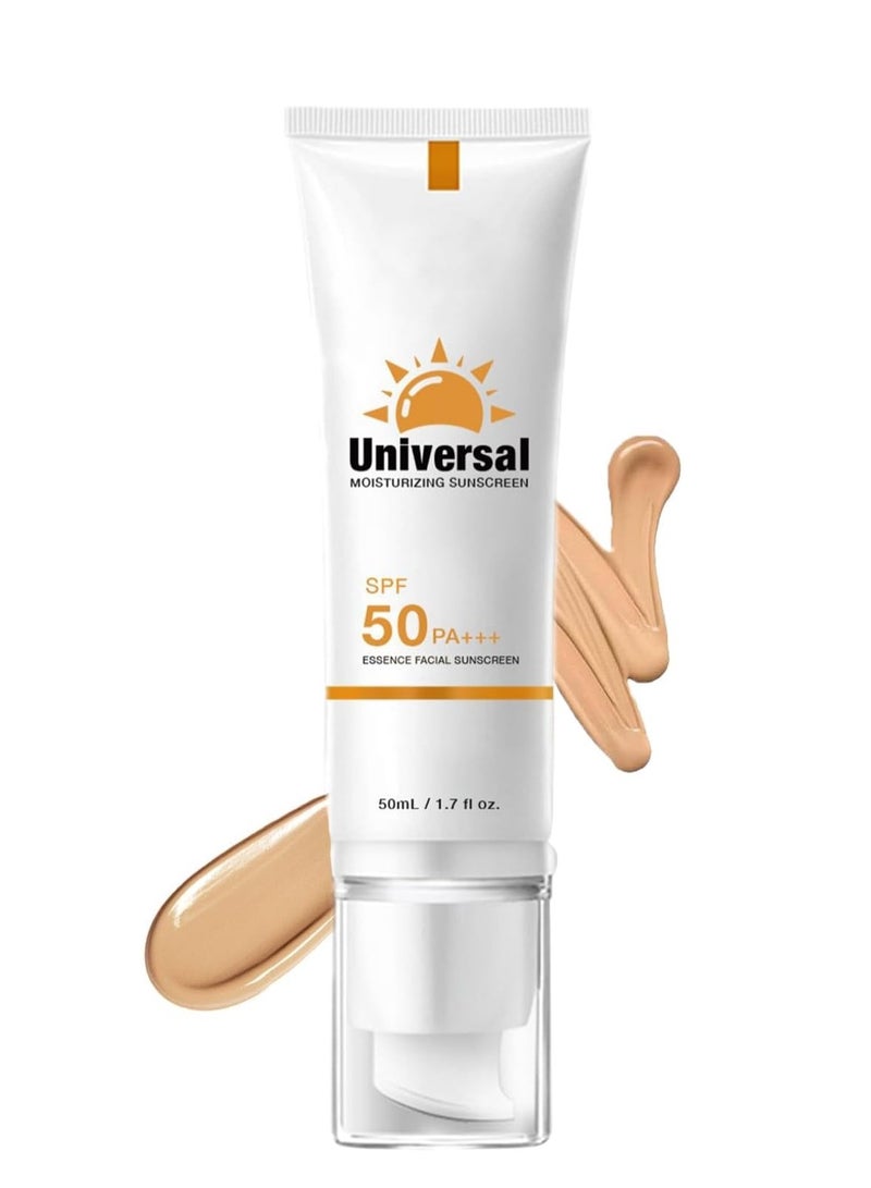Generic Tinted Sunscreen for Face SPF 50, Travel Size Hydrating Sun Essence Face Sunscreen, SPF 50+ PA++++, No White Cast, Hydrating, Moisturizing, UV Defense 50ml  - Image 1