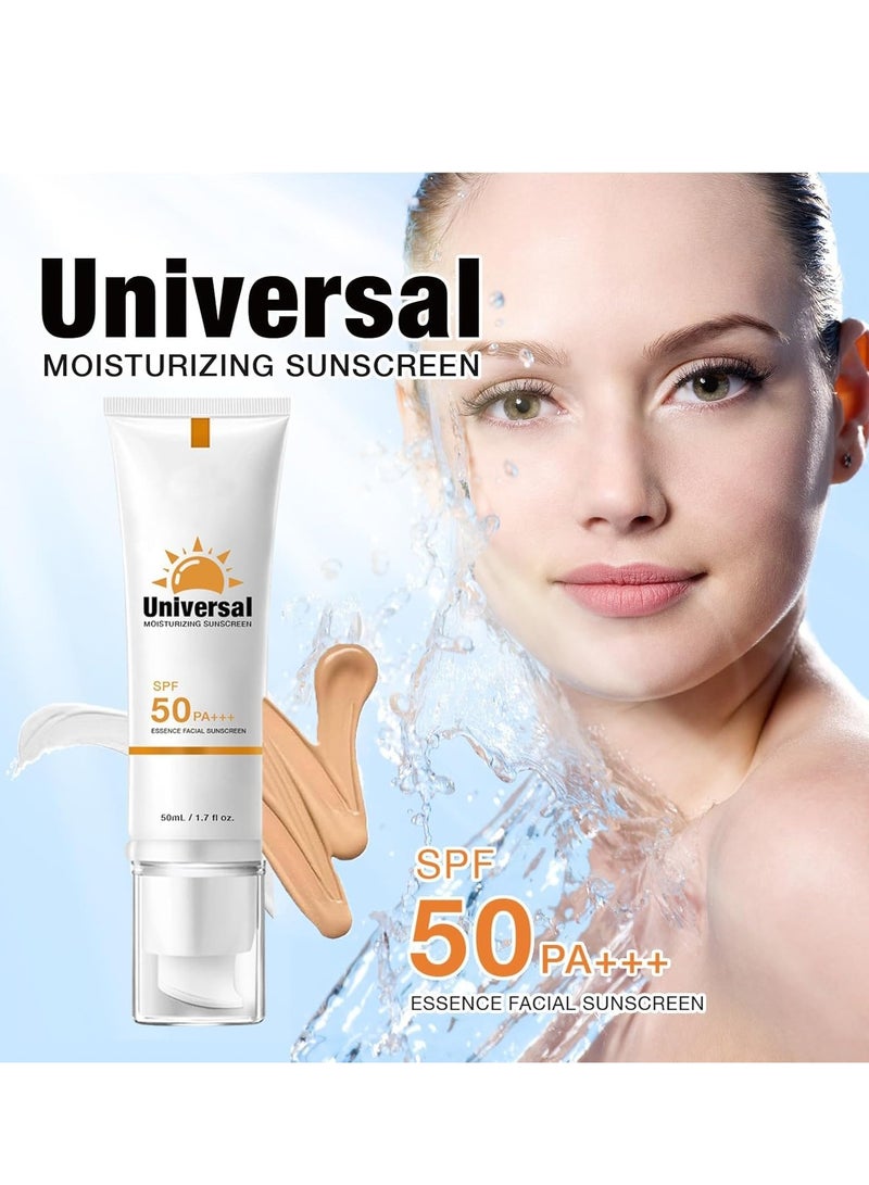 Generic Tinted Sunscreen for Face SPF 50, Travel Size Hydrating Sun Essence Face Sunscreen, SPF 50+ PA++++, No White Cast, Hydrating, Moisturizing, UV Defense 50ml  - Image 2