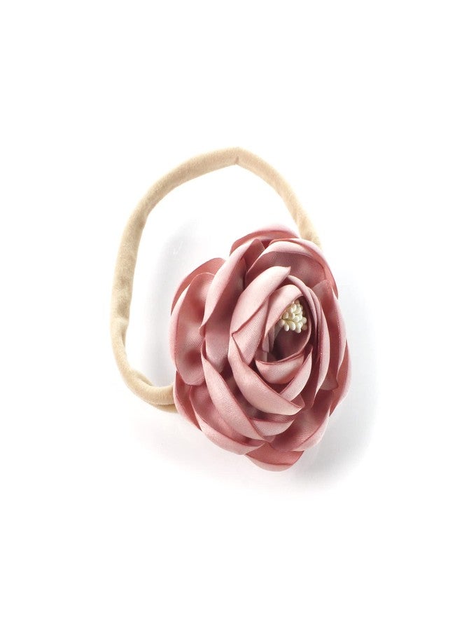 My Lello Baby Girl Ranunculus Flower Stretchy Nylon Elastic Headbands Set 2pcs - Small - Dusty Rose/Dusty Blue - Image 3