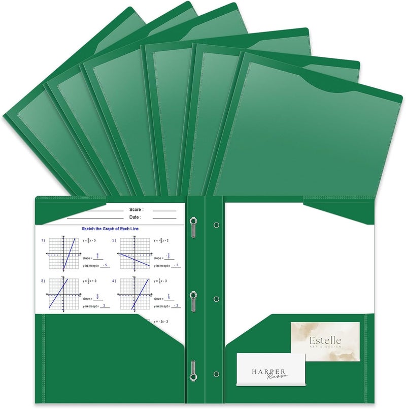 BAOFALI 12 Pack A4 Pocket Plastic Folder 2 Pockets and 3 Prongs 2 Card Slots, Durable, Tear-Resistant Heavy Duty Pocket Folders with Prongs, Colored Prong Folders for Schoolwork & Officer - Image 1