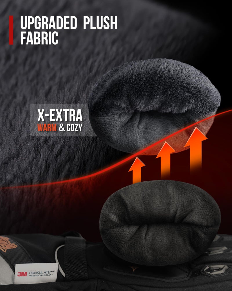 BORLENI قفازات موتوسيكل شتوية من بورليني، مقاومة للماء والرياح، حماية للمفاصل، متوافقة مع شاشة اللمس، للبالغين من الجنسين، حمراء، كبيرة - Image 3