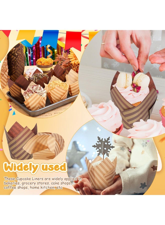 Set of 100 Tulip Cupcake Liner, Baking Paper Cups Muffin Liners Wrappers for Weddings, Birthdays, Baby Showers - Image 3