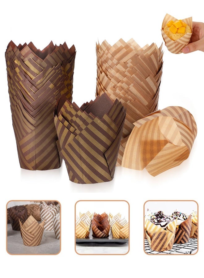Set of 100 Tulip Cupcake Liner, Baking Paper Cups Muffin Liners Wrappers for Weddings, Birthdays, Baby Showers - Image 1